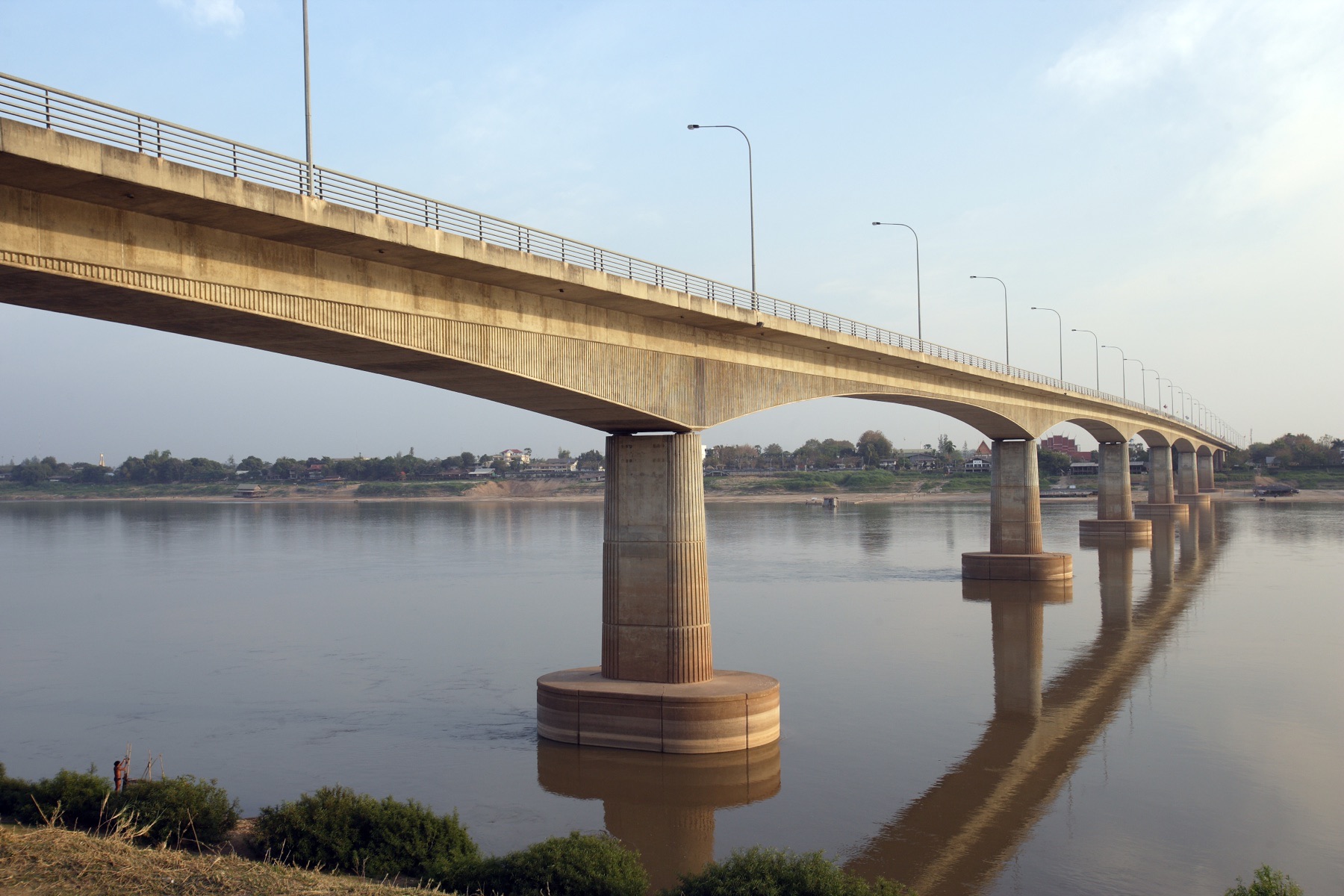 The Thai-Lao Friendship Bridge over the Mekong, one of the road crossings where travellers and their money enter Laos