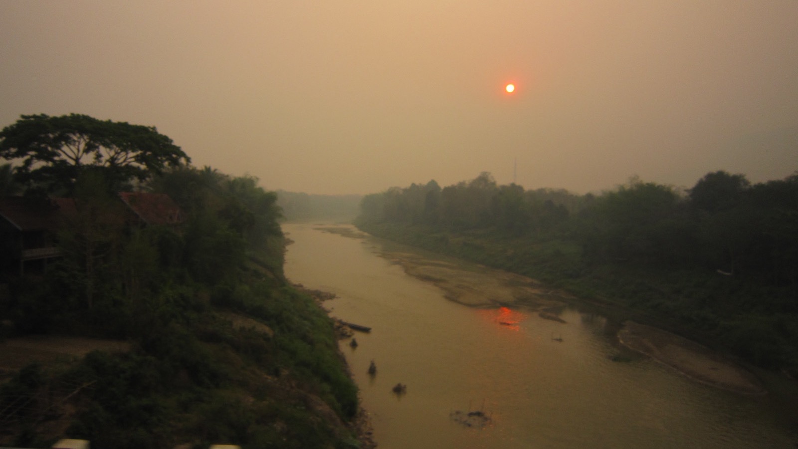 Dusk over the Nam Khan river at Luang Prabang